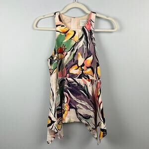 Anthropologie HD in Paris women’s sleeveless sharkbite hem peplum top